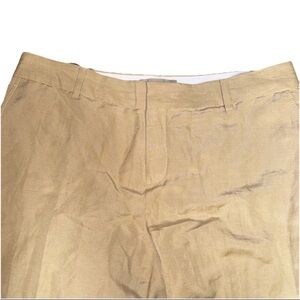 Banana Republic Martin Fit Petite Linen Blend Wide Leg Pants Tan Size 10P Preppy